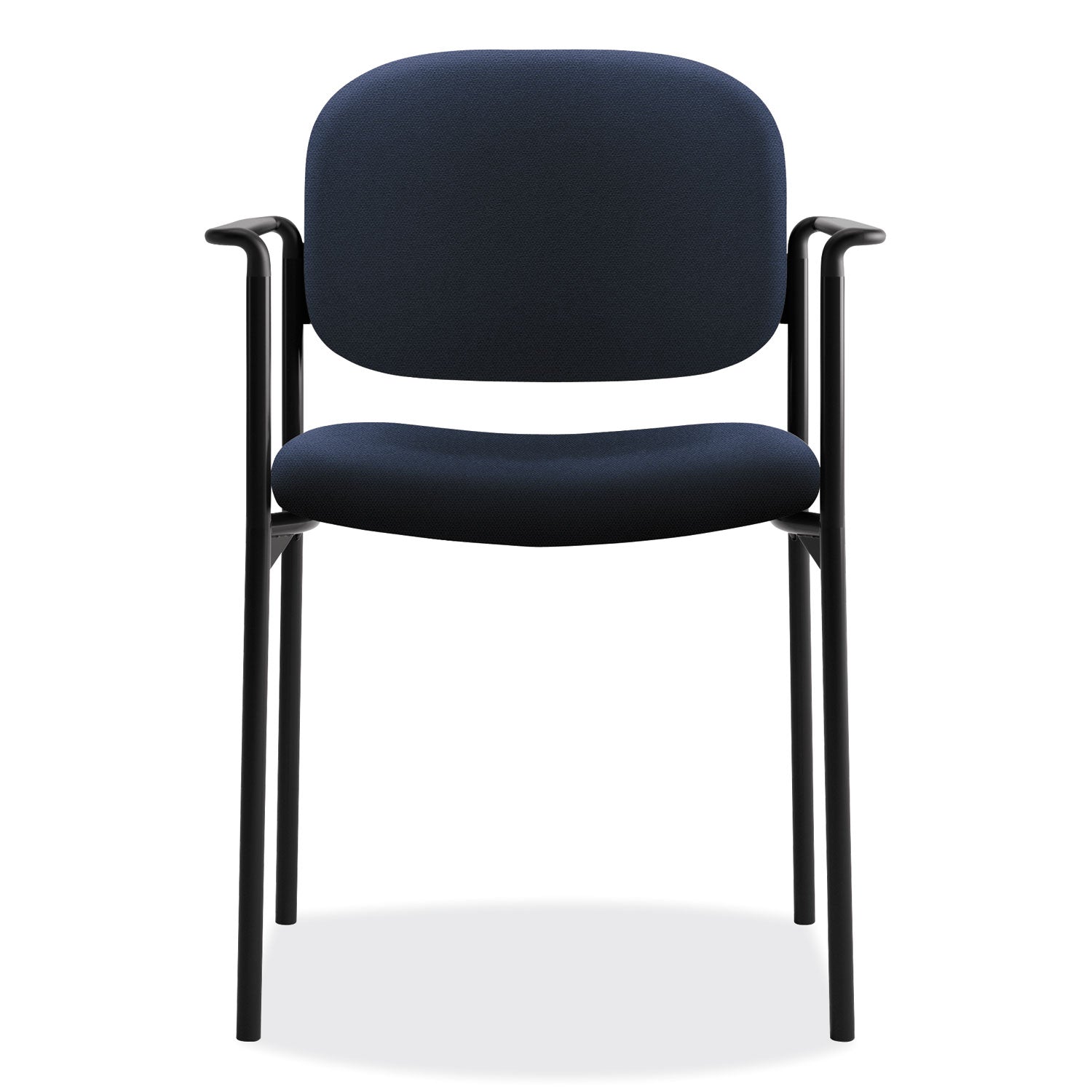 HON VL616 Stacking Guest Chair with Arms, Supports Up to 250 lb, Navy Seat/Back, Black Base