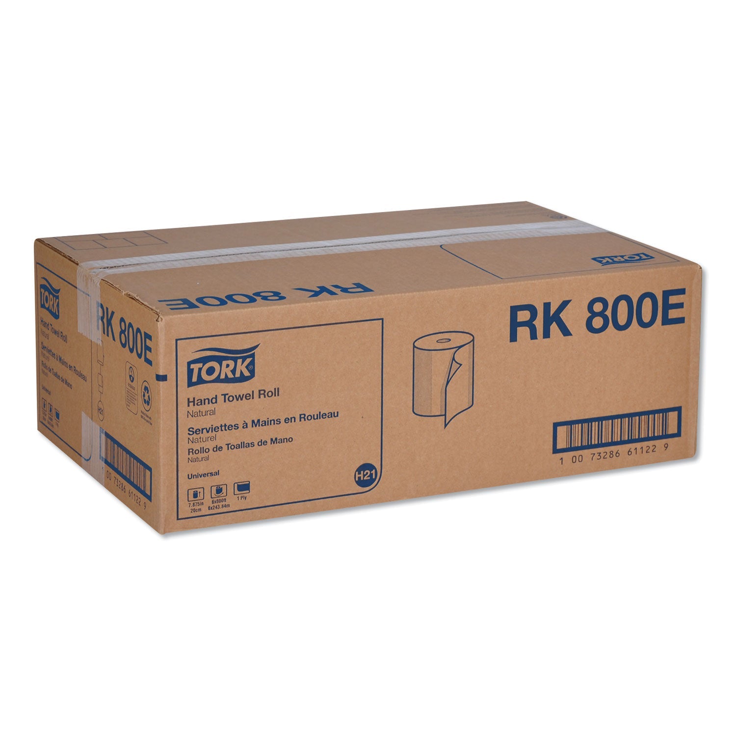 Tork Universal Hardwound Roll Towel, 1-Ply, 7.88" x 800 ft, Natural, 6/Carton