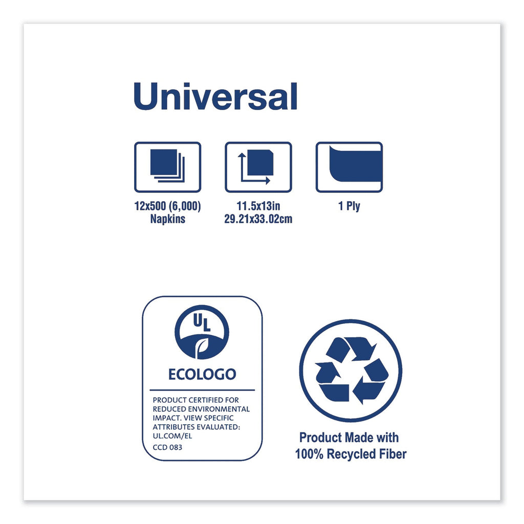 Tork Universal Luncheon Napkins, 1-Ply, 13" x 11.5", 1/4 Fold, Poly-Pack, White 6000/Carton