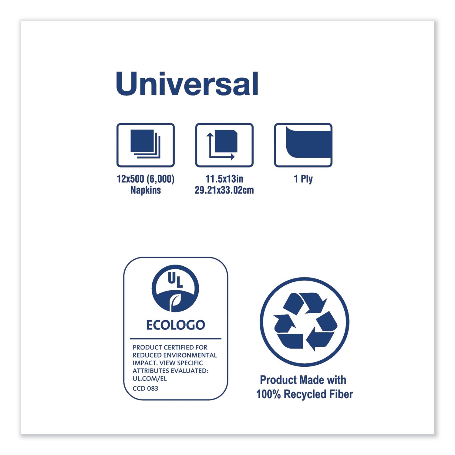 Tork Universal Luncheon Napkins, 1-Ply, 13" x 11.5", 1/4 Fold, Poly-Pack, White 6000/Carton