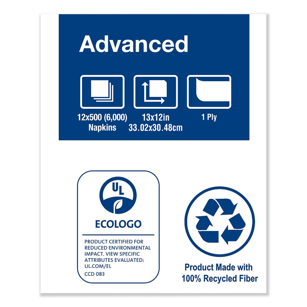 Tork Advanced Soft Minifold Dispenser Napkins, 1-Ply,13" x 12", White, 6000/CT