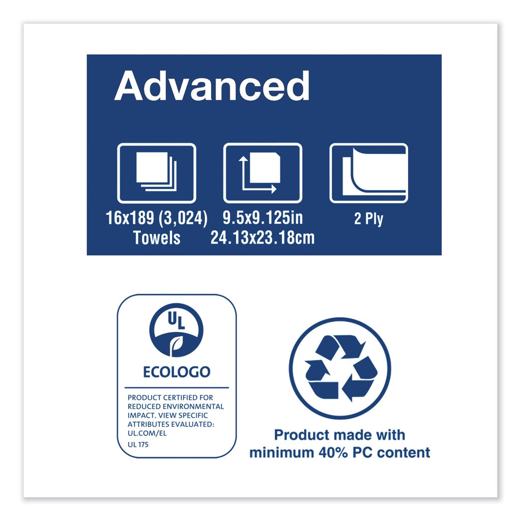 Tork Multifold Paper Towels, 2-Ply, 9.13 x 9.5, White, 189/Pack, 16 Packs/Carton