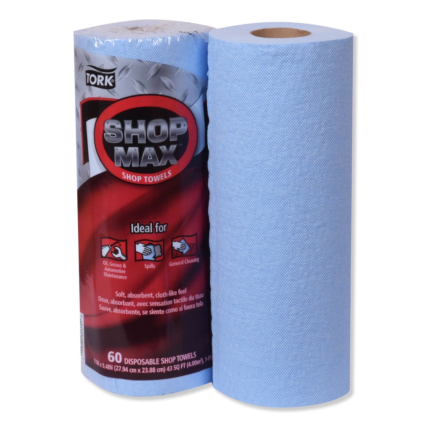 Tork Advanced ShopMax Wiper 450, 11 x 9.4, Blue, 60/Roll, 30 Rolls/Carton