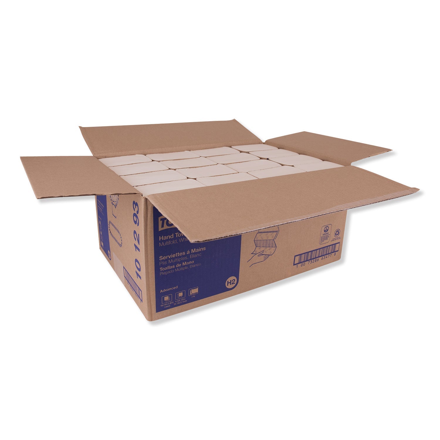 Tork Multifold Paper Towels, 2-Ply, 9.13 x 9.5, White, 189/Pack, 16 Packs/Carton