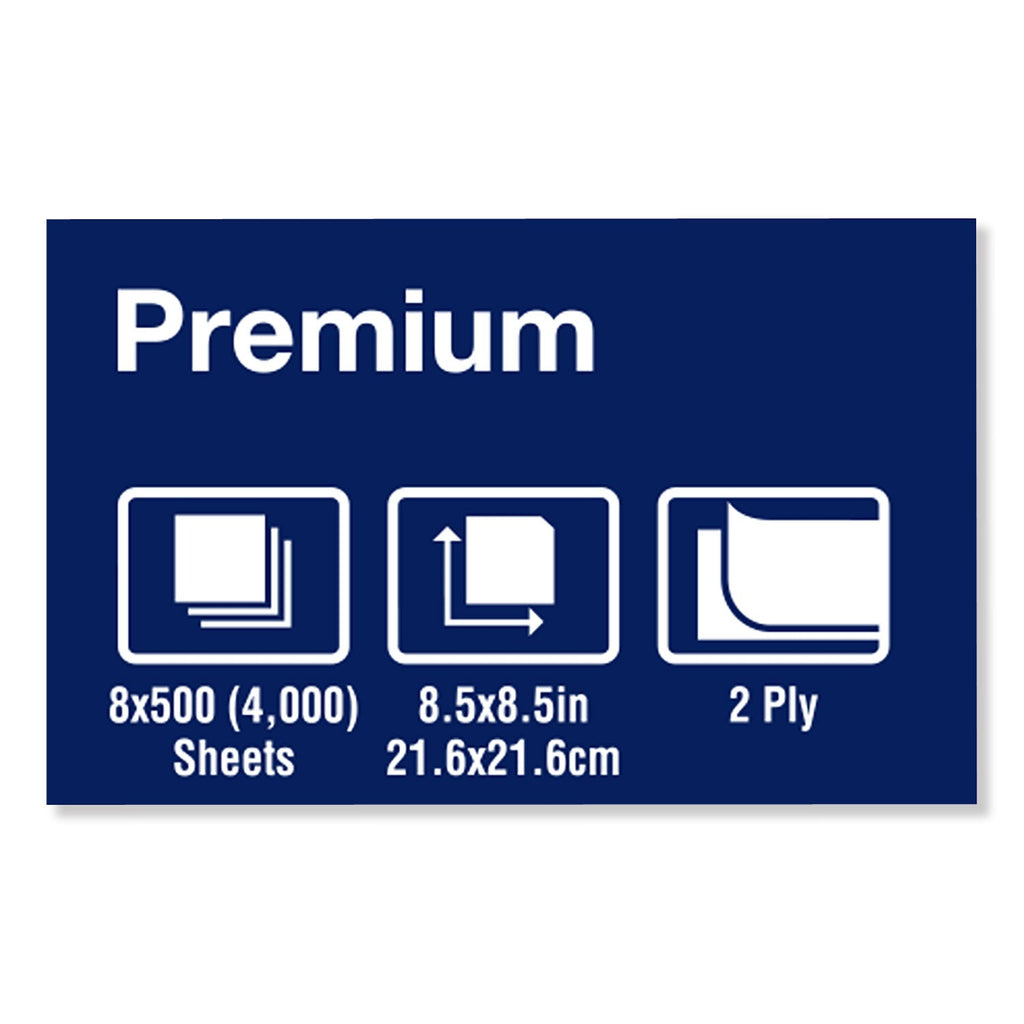 Tork Premium Xpressnap Interfold Dispenser Napkins, 2-Ply,8.5x8.5,White,500/PK,8PK/CT