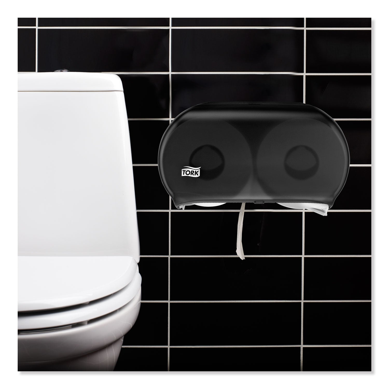 Tork Twin Jumbo Roll Bath Tissue Dispenser, 19.29 x 5.51 x 11.83, Smoke/Gray
