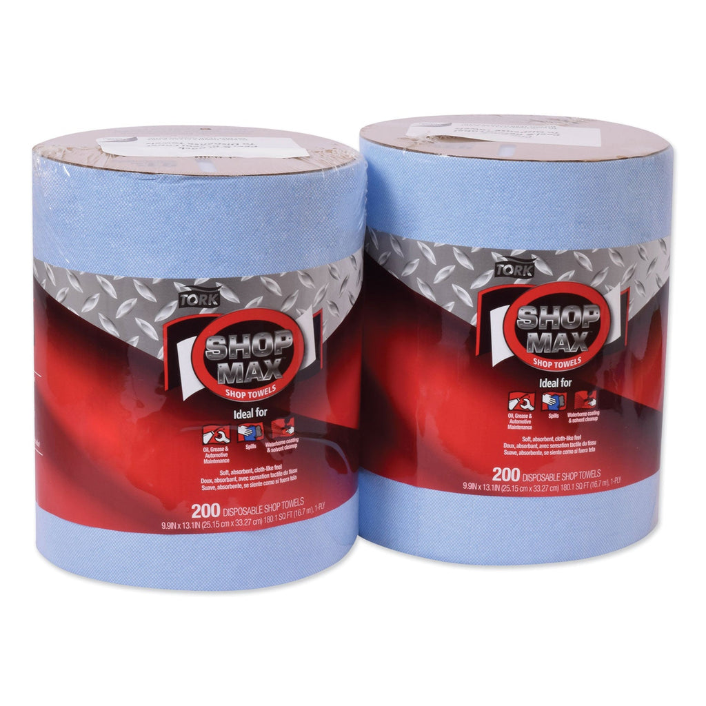 Tork Advanced ShopMax Wiper 450, Centerfeed Refill, 9.9 x 13.1, Blue, 200/Roll, 2 Rolls/Carton