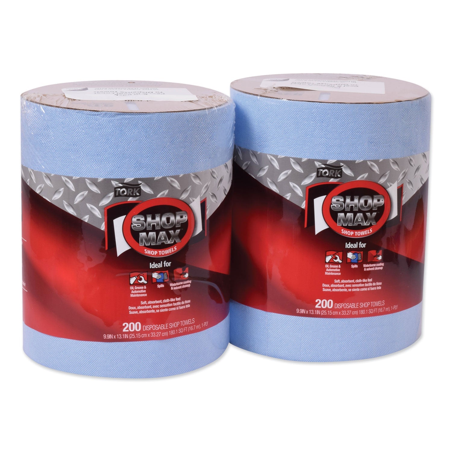 Tork Advanced ShopMax Wiper 450, Centerfeed Refill, 9.9 x 13.1, Blue, 200/Roll, 2 Rolls/Carton