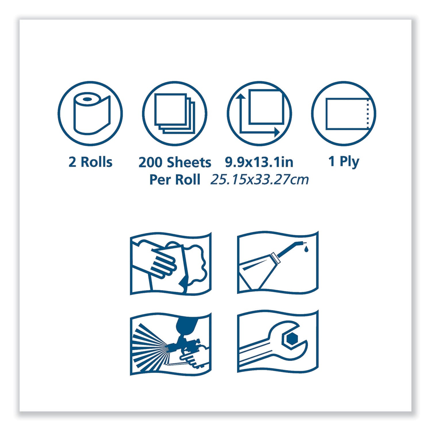 Tork Advanced ShopMax Wiper 450, Centerfeed Refill, 9.9 x 13.1, Blue, 200/Roll, 2 Rolls/Carton
