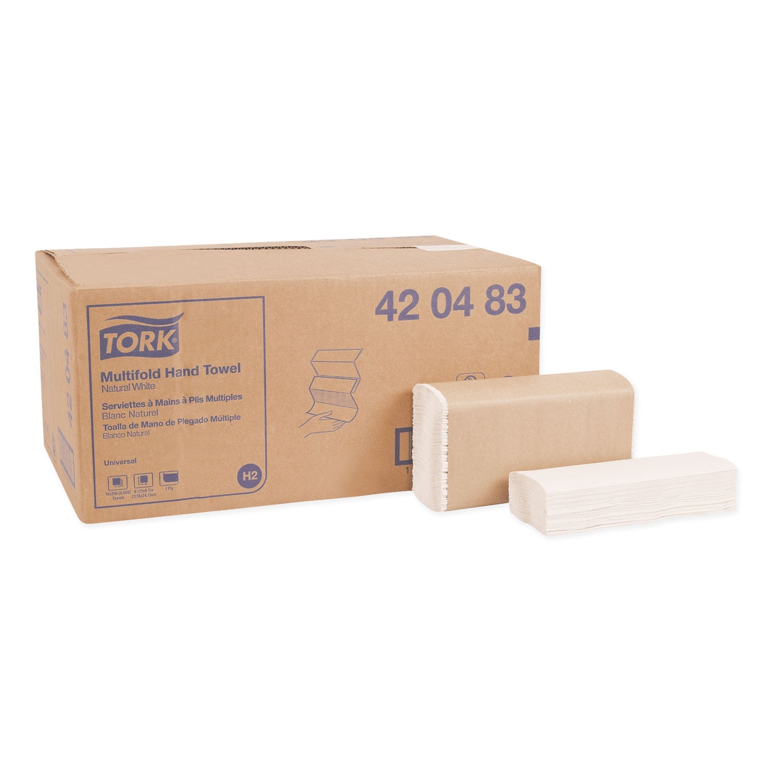 Tork Multifold Towels, 9.13 x 9.5, Natural White, 250/Pack, 16 Packs/Carton