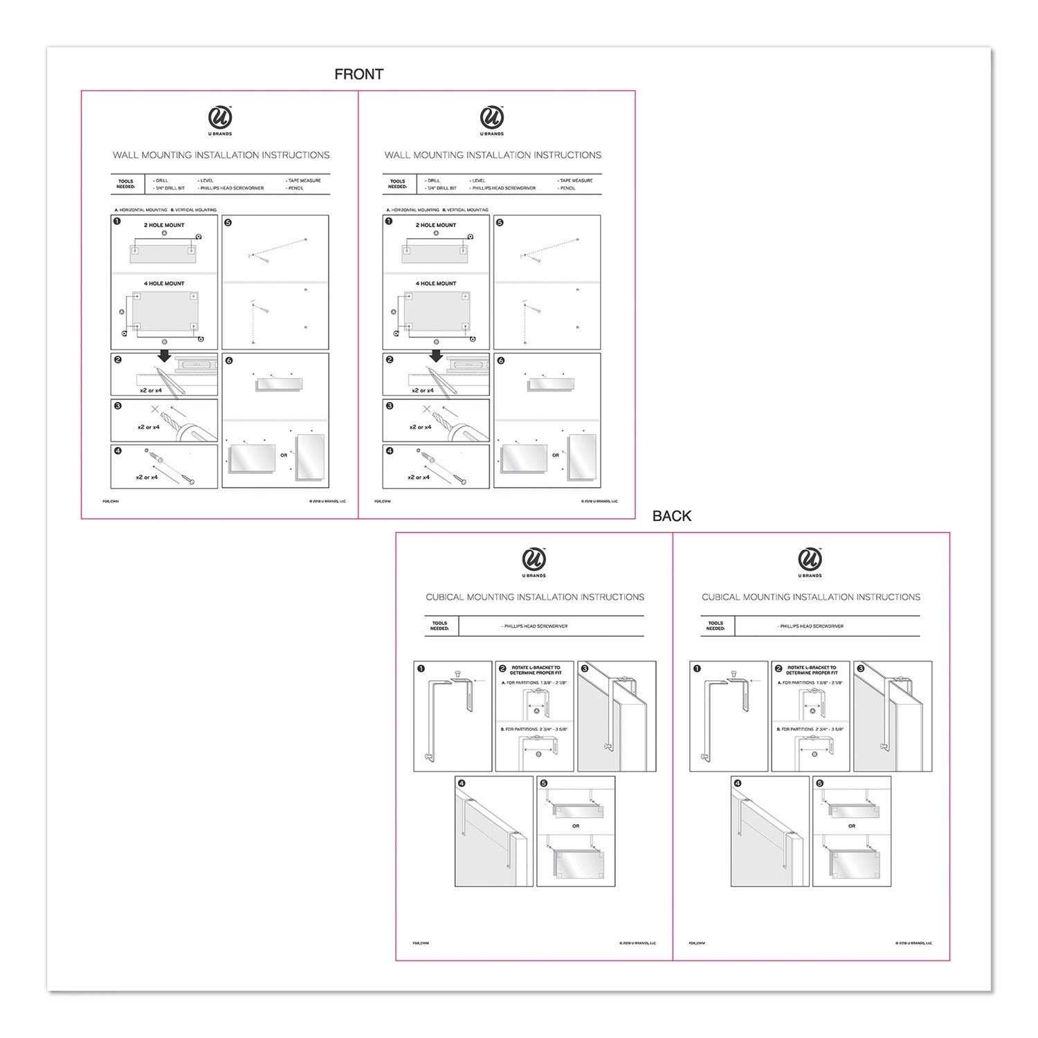 U Brands Cubicle Glass Dry Erase Undated One Week Calendar Board, 20 x 5.5, White
