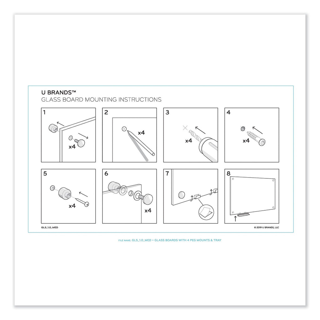 U Brands Magnetic Glass Dry Erase Board Value Pack, 48 x 36, White