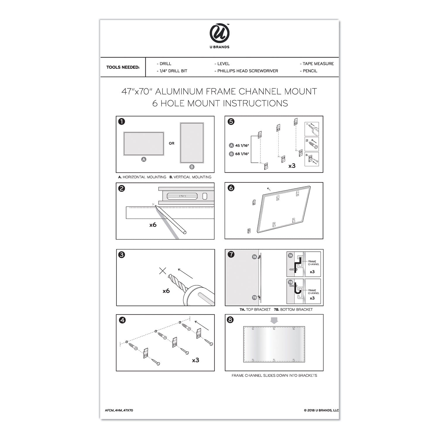 U Brands PINIT Magnetic Dry Erase Board, 72 x 48, White