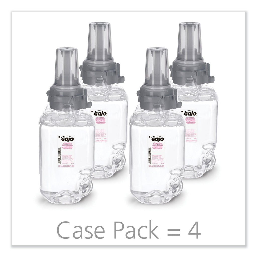 GOJO Clear and Mild Foam Handwash Refill, For ADX-7 Dispenser, Fragrance-Free, 700 mL, Clear, 4/Carton