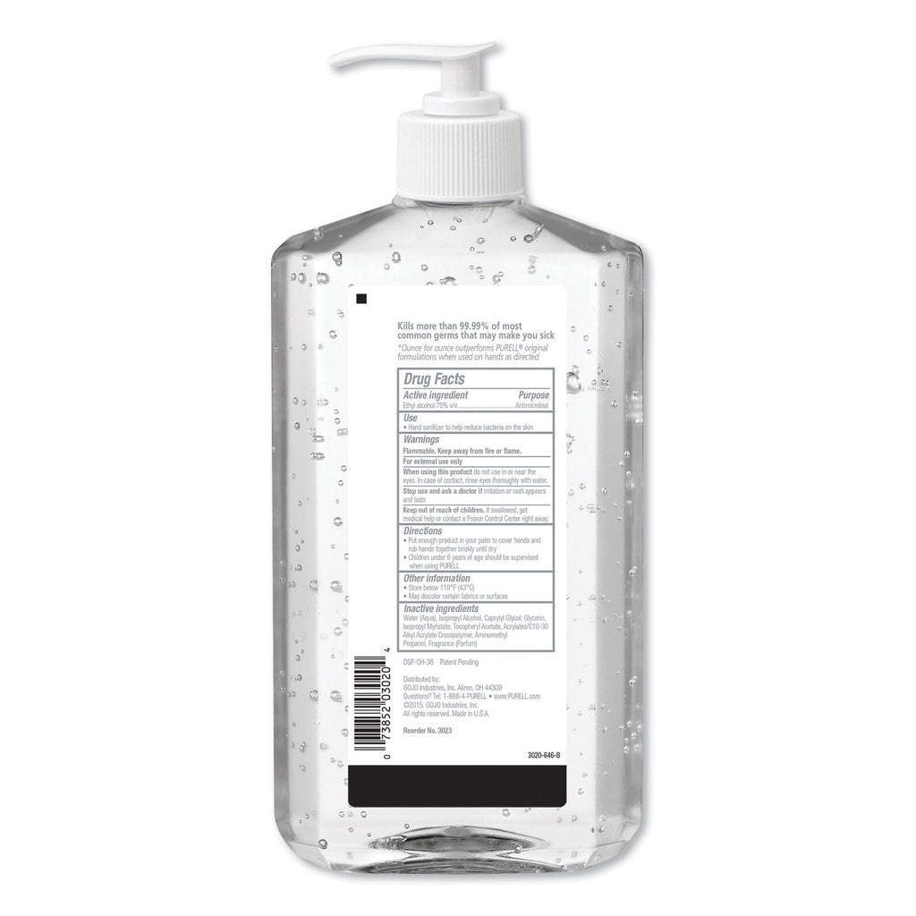 PURELL Advanced Refreshing Gel Hand Sanitizer, 20 oz Pump Bottle, Clean Scent, 12/Carton