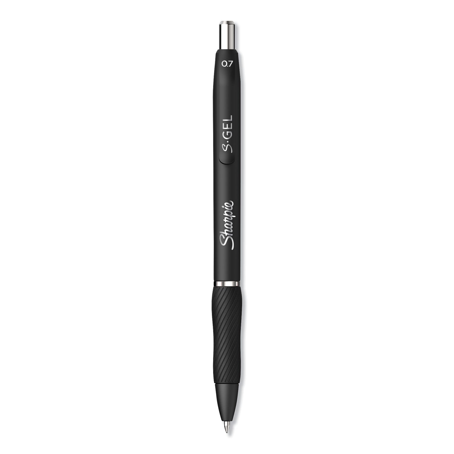 Sharpie S-Gel High-Performance Gel Pen, Retractable, Medium 0.7 mm, Black Ink, Black Barrel, Dozen