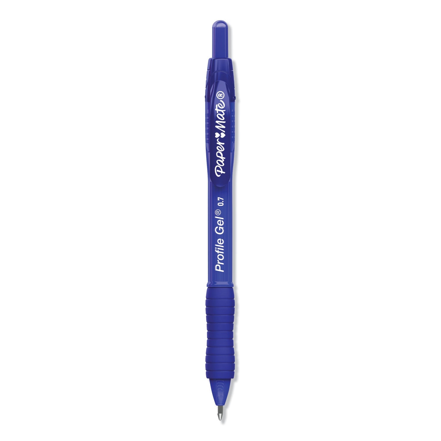 Paper Mate Profile Gel Pen, Retractable, Medium 0.7 mm, Blue Ink, Translucent Blue Barrel, Dozen