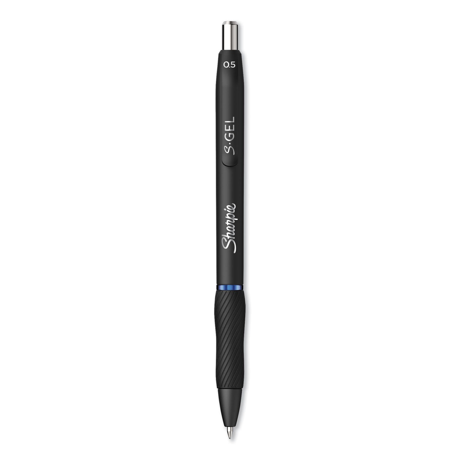 Sharpie S-Gel High-Performance Gel Pen, Retractable, Fine 0.5 mm, Blue Ink, Black Barrel, Dozen