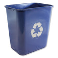 Impact Soft-Sided Recycle Logo Plastic Wastebasket, Rectangular, 28 qt, Polyethylene, Blue