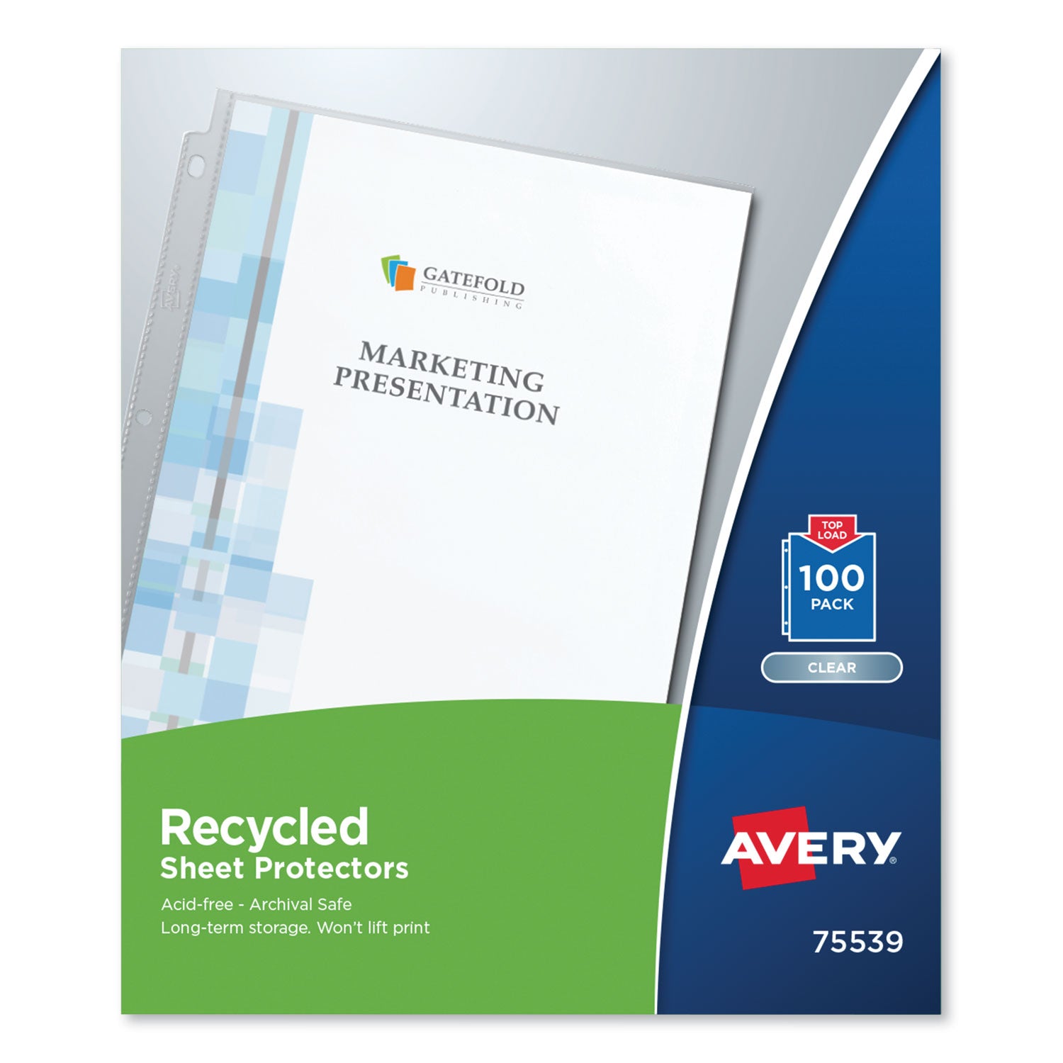 Avery Top-Load Recycled Polypropylene Sheet Protector, Clear, 100/Box