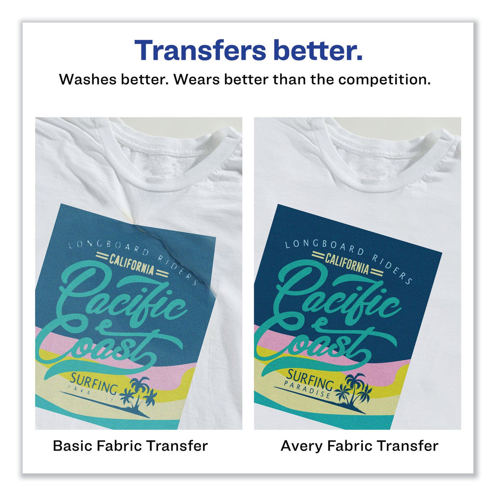 Avery Fabric Transfers, 8.5 x 11, White, 12/Pack