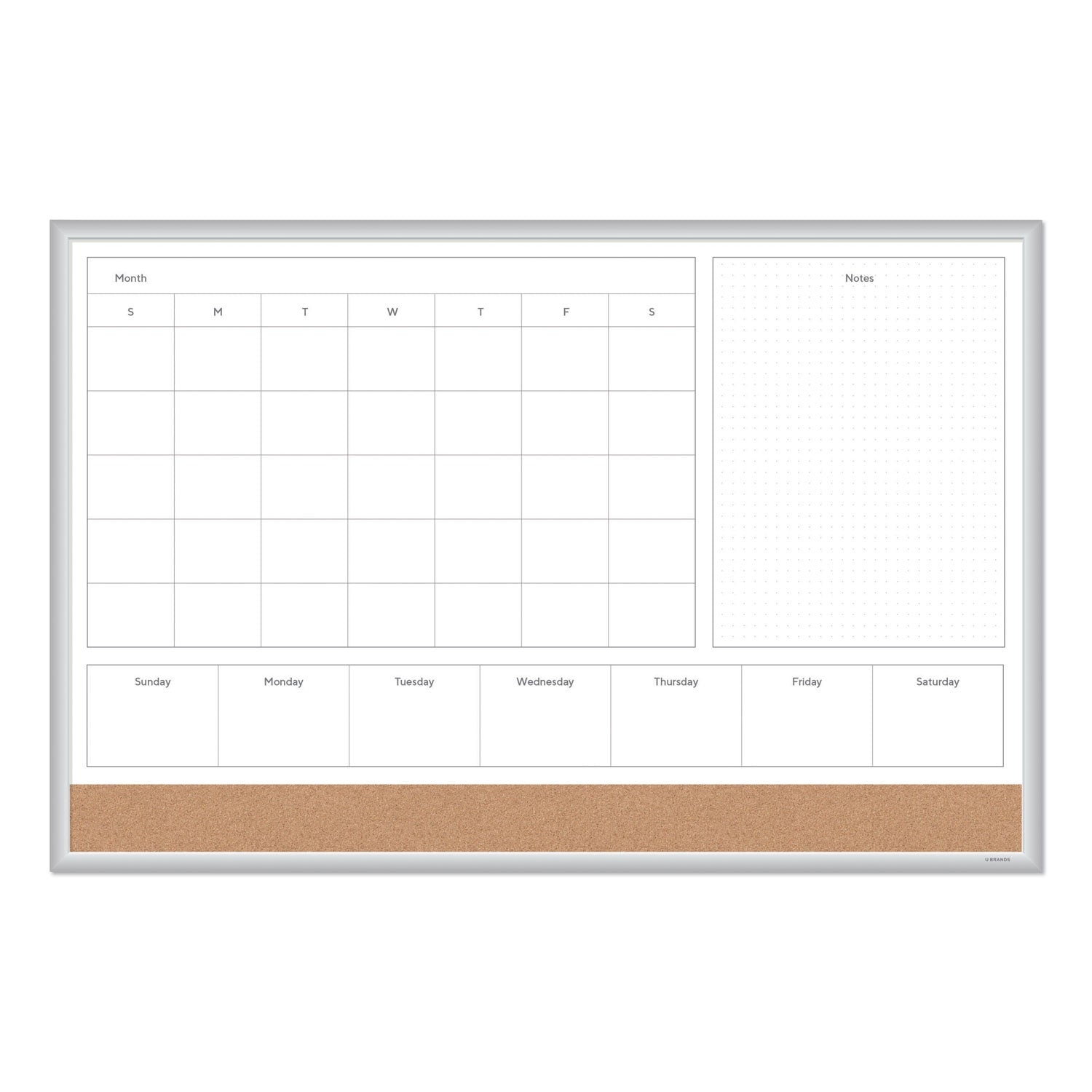 U Brands 4N1 Magnetic Dry Erase Combo Board, 36 x 24, White/Natural