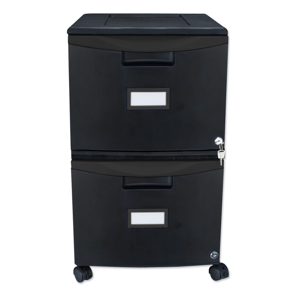 Storex Two-Drawer Mobile Filing Cabinet, 2 Legal/Letter-Size File Drawers, Black, 14.75" x 18.25" x 26"