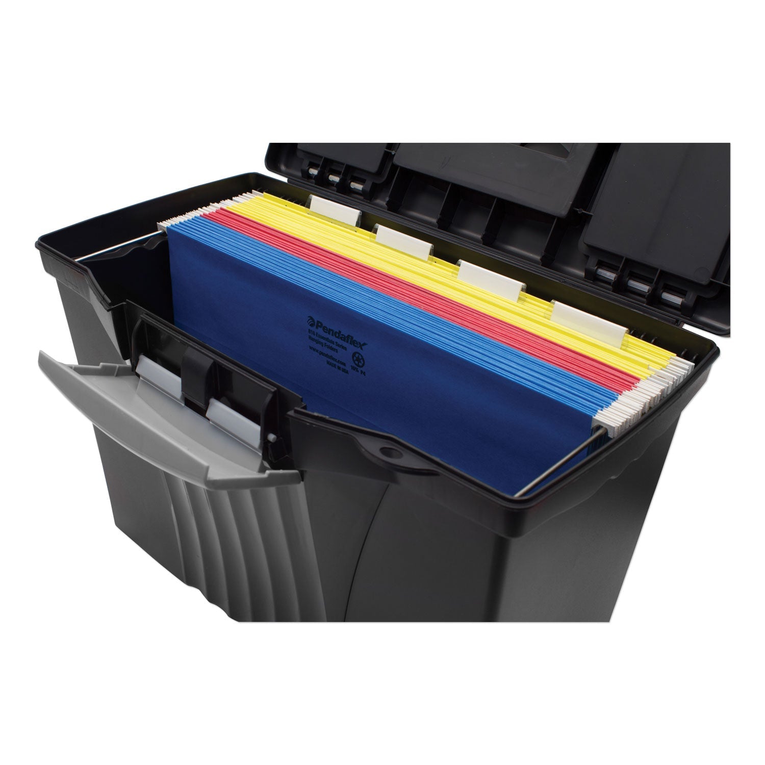 Storex Portable Letter/Legal Filebox with Organizer Lid, Letter/Legal Files, 14.5" x 10.5" x 12", Black
