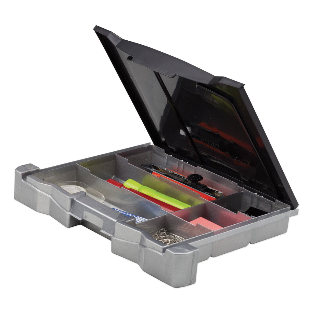 Storex Portable File Box with Drawer, Letter Files, 14" x 11.25" x 14.5", Black