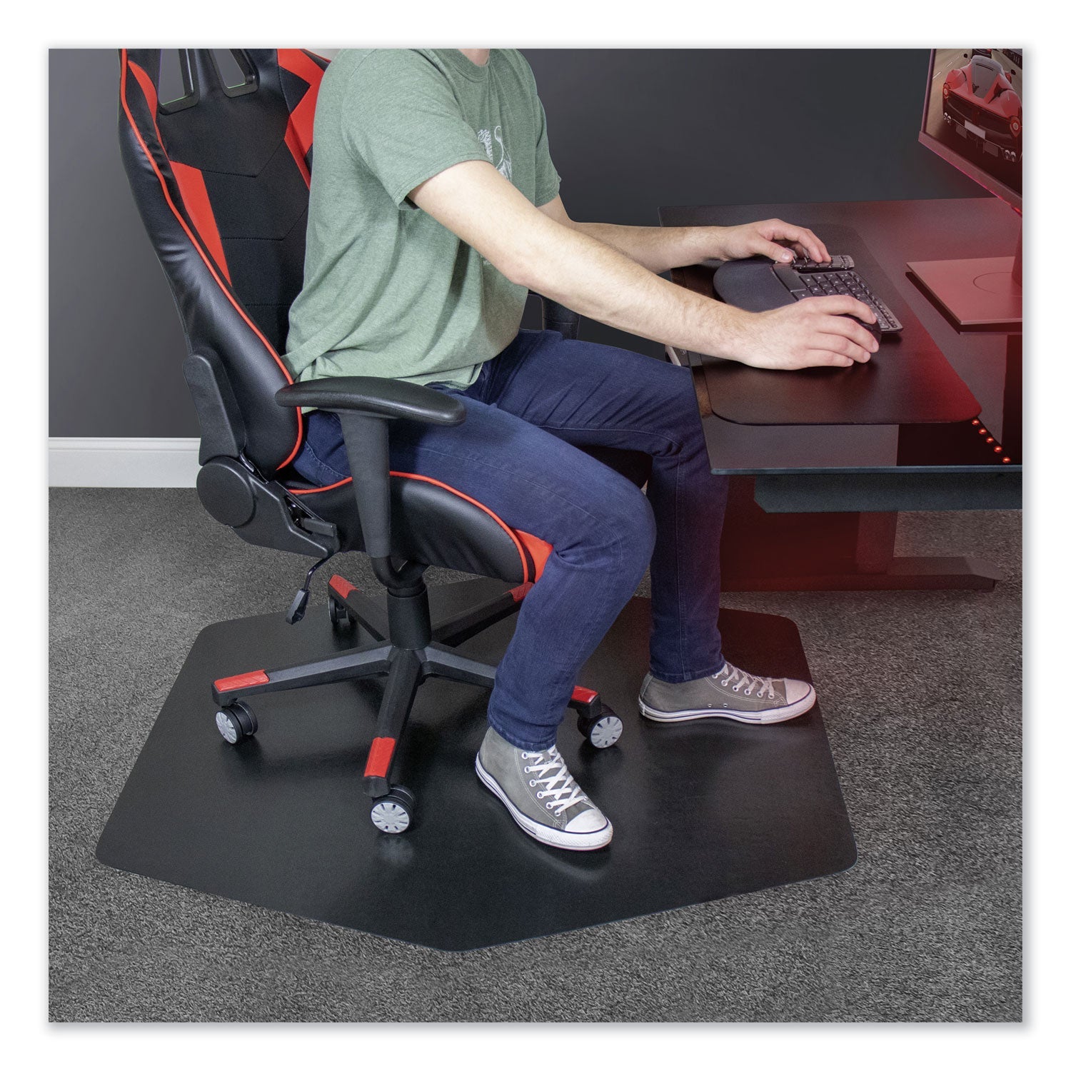 ES Robbins Game Zone Chair Mat, For Hard Floor/Medium Pile Carpet, 42 x 46, Black