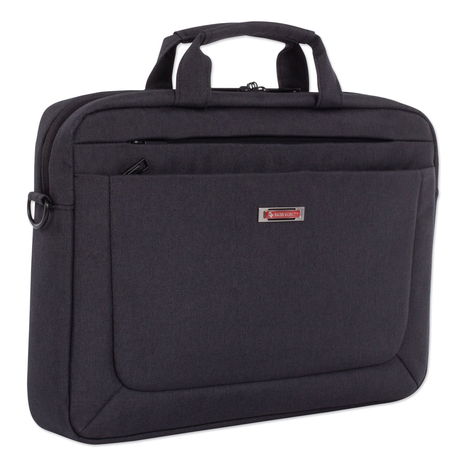 Swiss Mobility Cadence Slim Briefcase, Fits Devices Up to 15.6", Polyester, 3.5 x 3.5 x 16, Charcoal