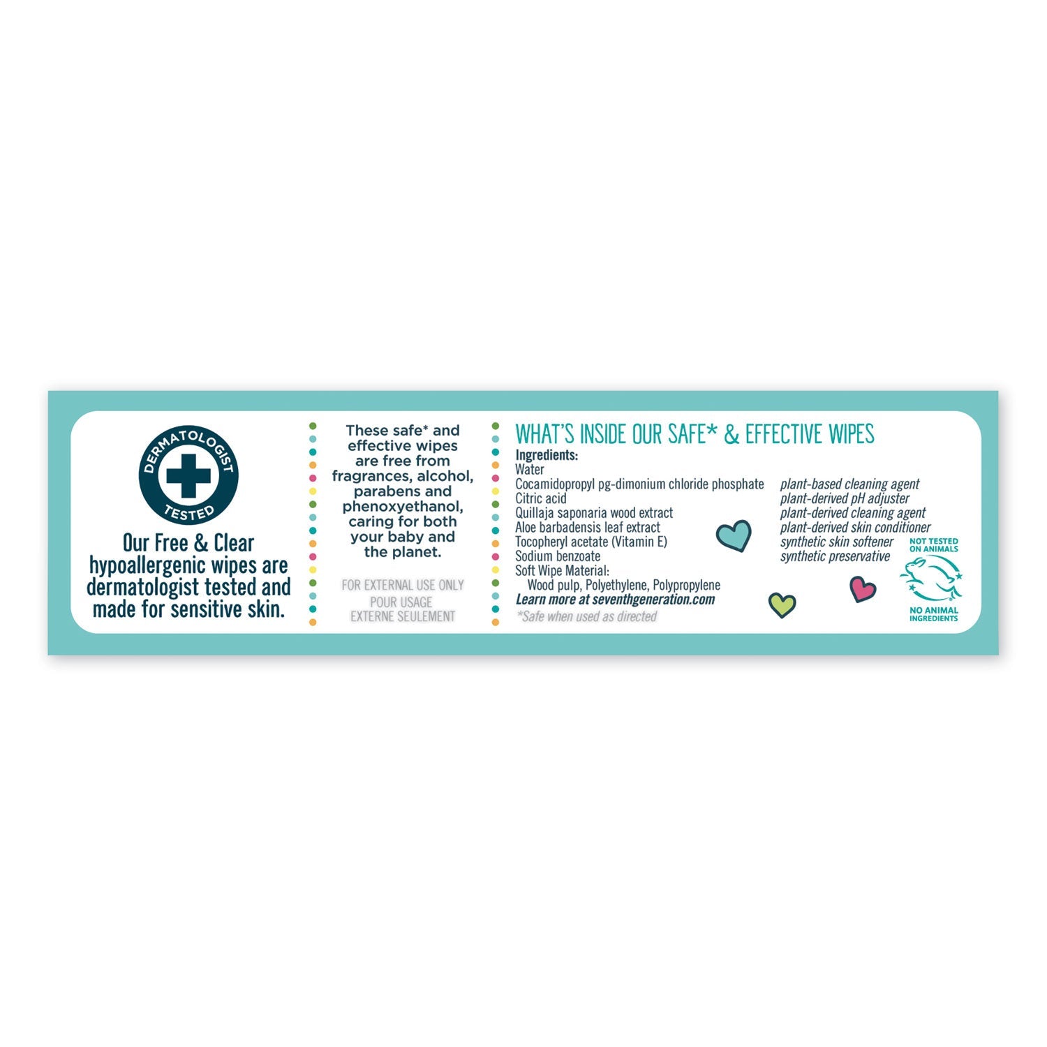 Seventh Generation Free and Clear Baby Wipes, Refill, 7 x 7, Unscented, White, 256/Pack