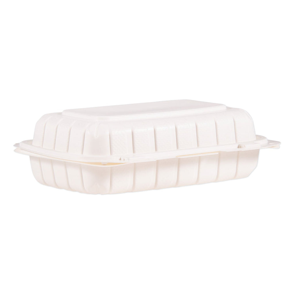 ProPlanet Hinged Lid Containers, Hoagie Container, 6.5 x 9 x 2.8, White, Plastic, 200/Carton