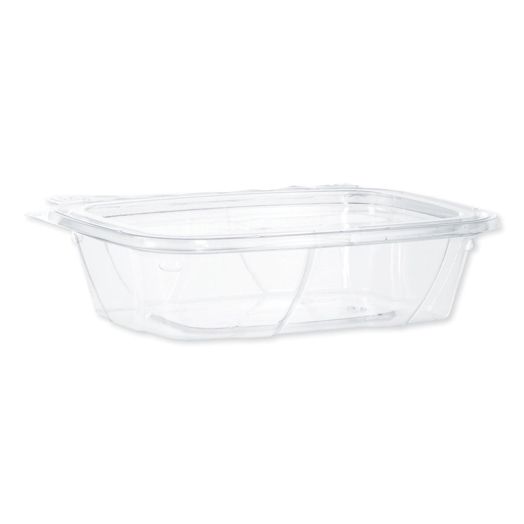 Dart ClearPac SafeSeal Tamper-Resistant, Tamper-Evident Containers, Tall, Flat Lid, 20 oz, 5.7 x 7.3 x 1.8, Clear, Plastic, 200/CT