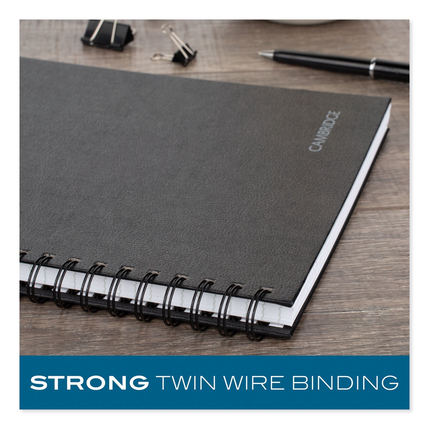 Cambridge Hardbound Notebook with Pocket, 1 Subject, Wide/Legal Rule, Black Cover, 11 x 8.5, 96 Sheets