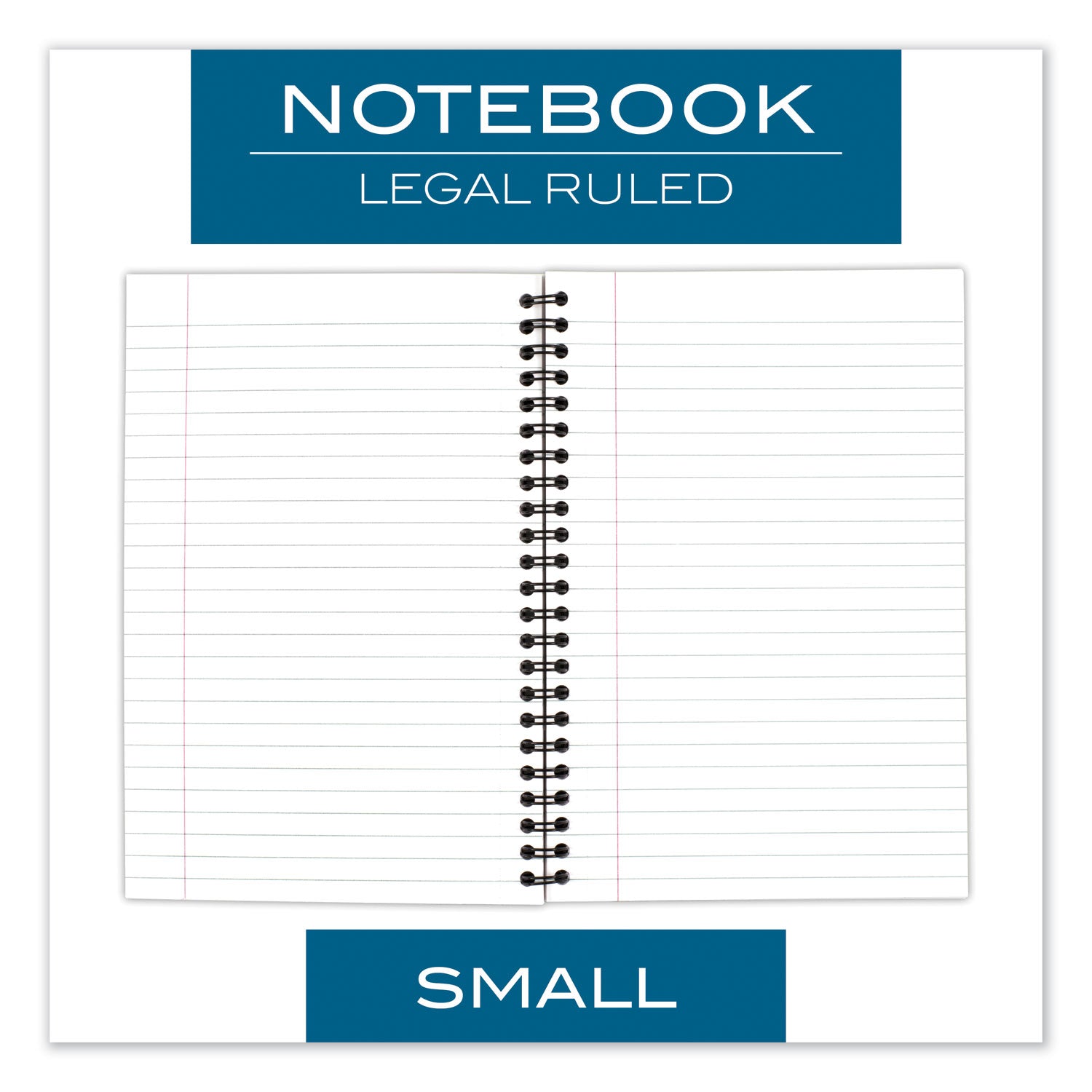 Cambridge Wirebound Business Notebook, 1 Subject, Wide/Legal Rule, Black Cover, 8 x 5, 80 Sheets