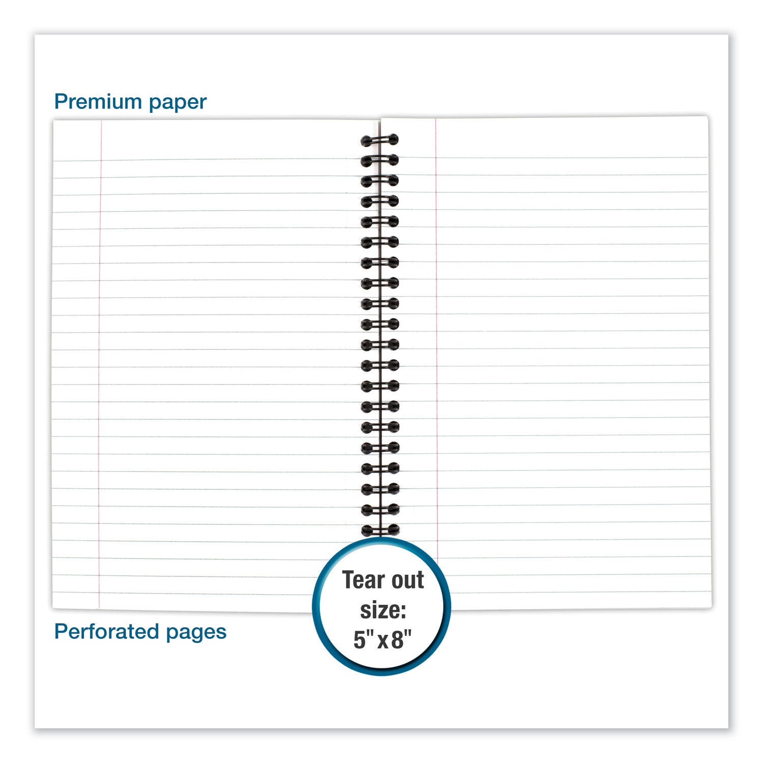 Cambridge Wirebound Business Notebook, 1 Subject, Wide/Legal Rule, Black Cover, 8 x 5, 80 Sheets