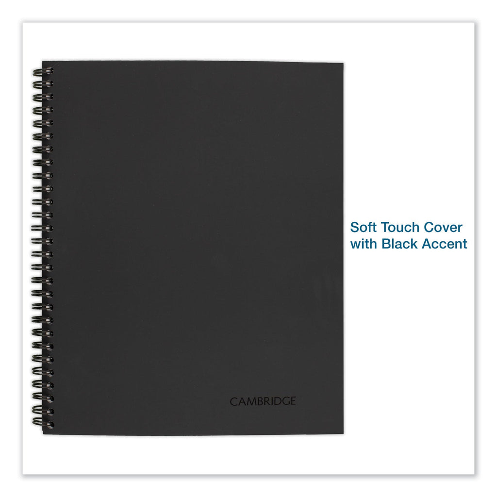 Cambridge Wirebound Business Notebook, 1 Subject, Wide/Legal Rule, Black Linen Cover, 9.5 x 6.63, 80 Sheets