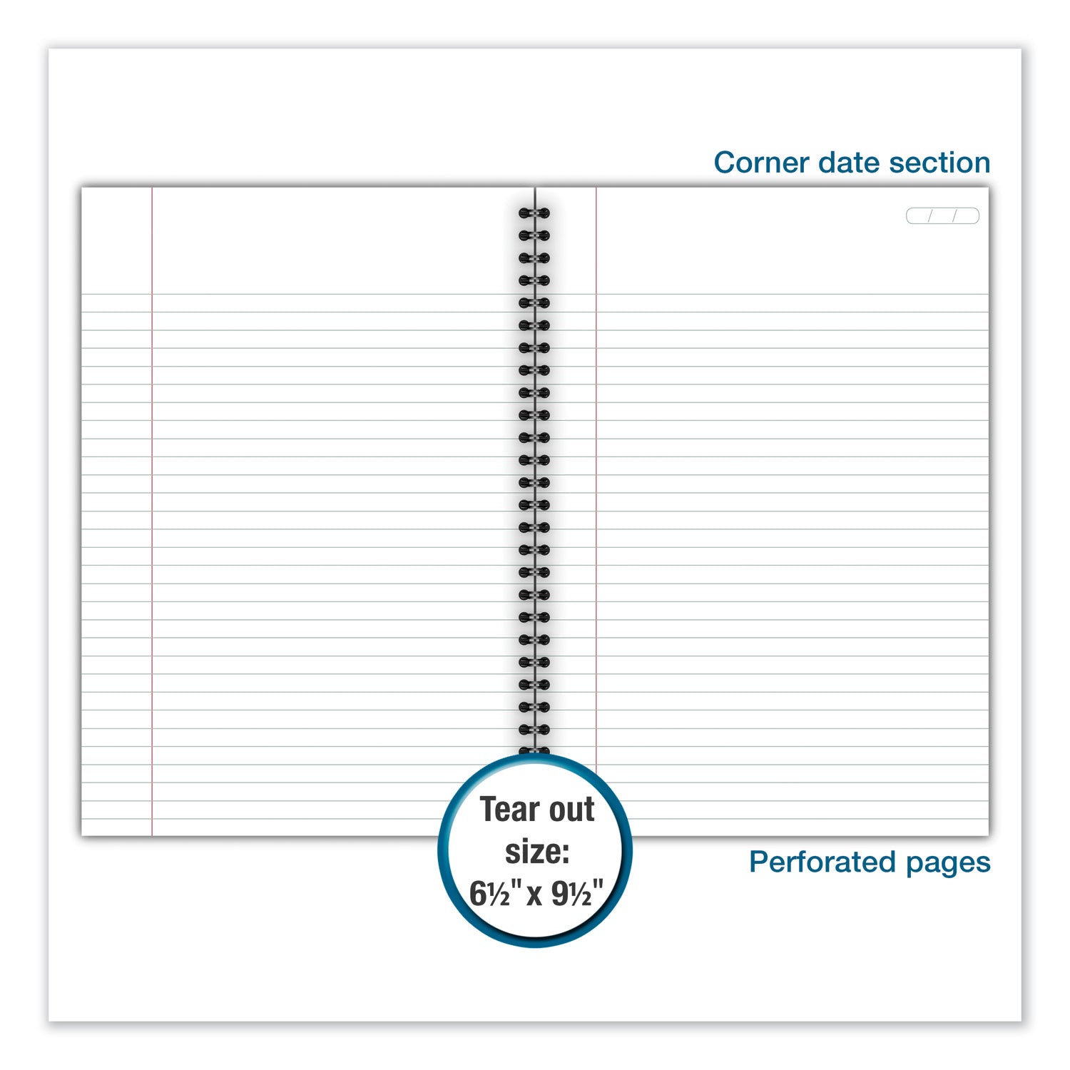 Cambridge Wirebound Business Notebook, 1 Subject, Wide/Legal Rule, Black Linen Cover, 9.5 x 6.63, 80 Sheets
