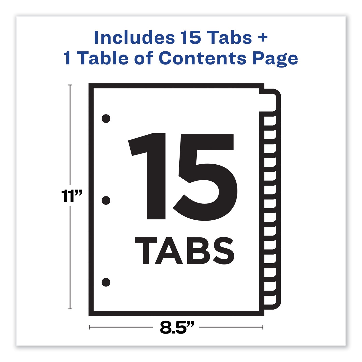 Avery Customizable TOC Ready Index Multicolor Tab Dividers, 15-Tab, 1 to 15, 11 x 8.5, White, Contemporary Color Tabs, 1 Set
