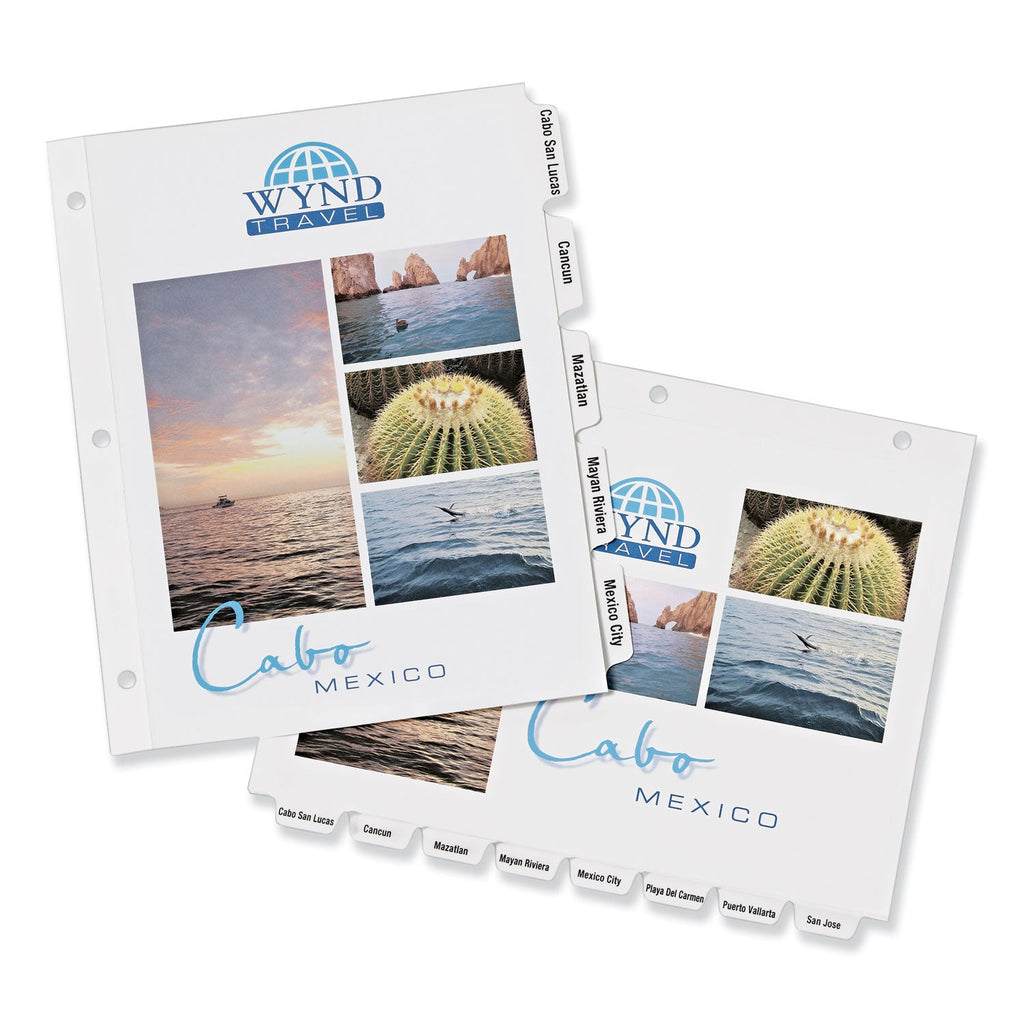 Avery Customizable Print-On Dividers, 3-Hole Punched, 8-Tab, 11 x 8.5, White, 5 Sets