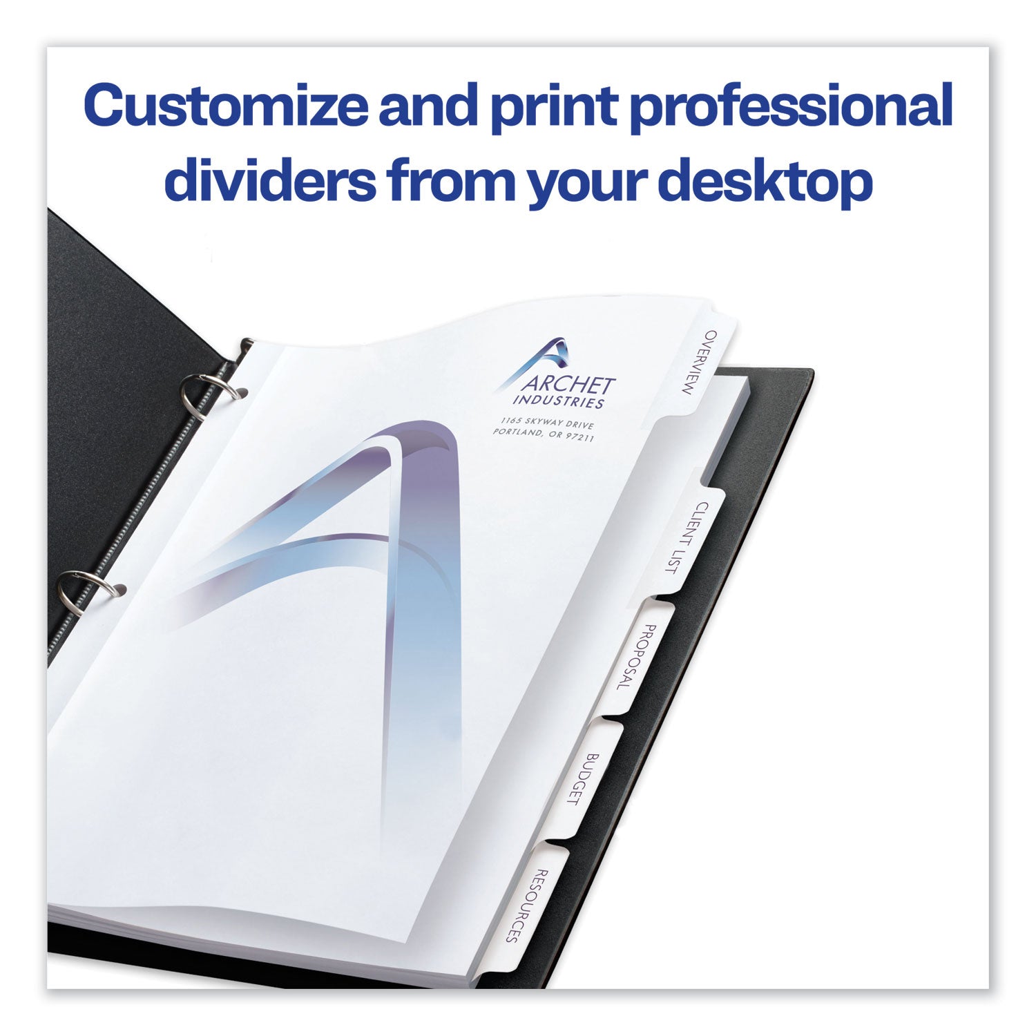 Avery Customizable Print-On Dividers, 3-Hole Punched, 5-Tab, 11 x 8.5, White, 25 Sets
