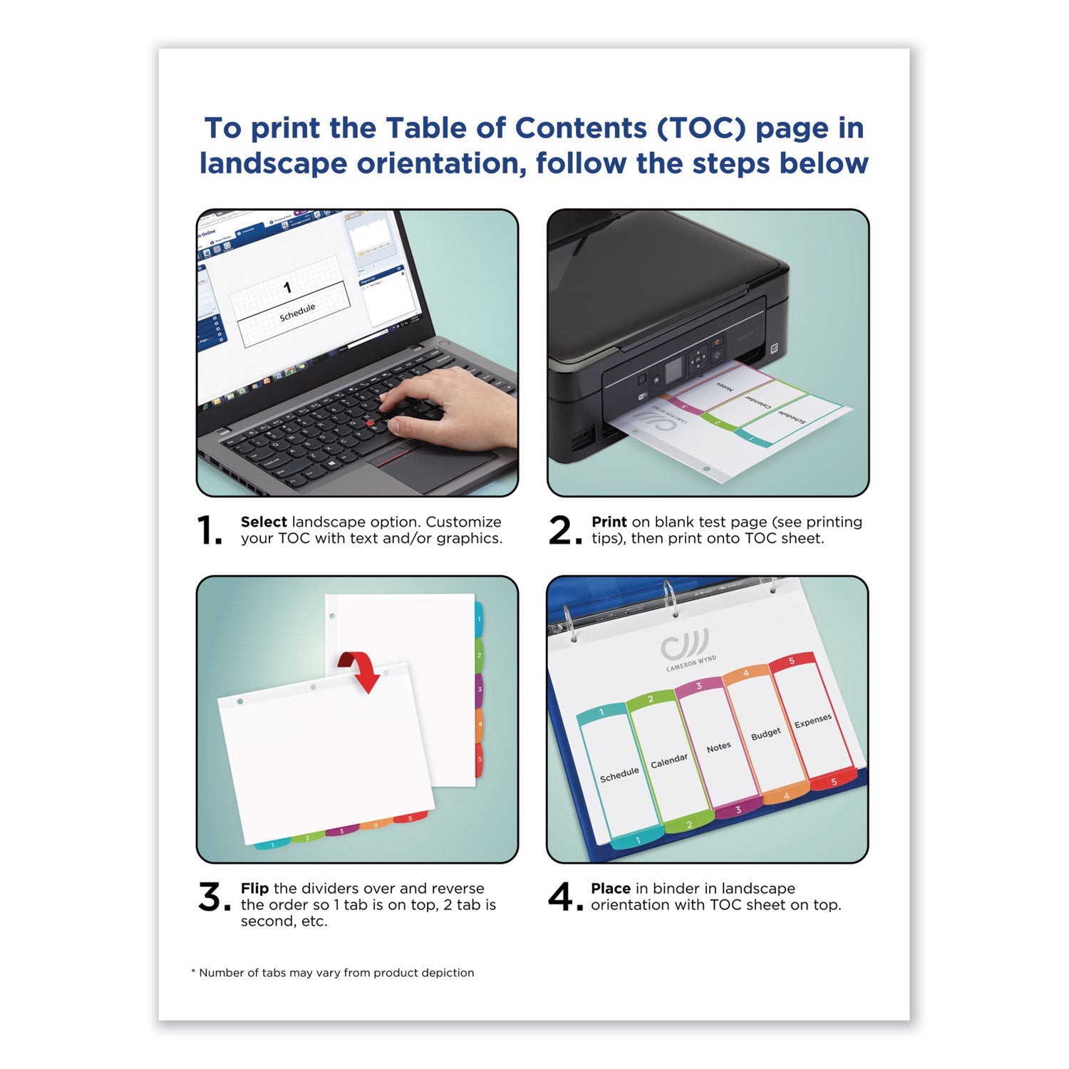 Avery Customizable TOC Ready Index Multicolor Tab Dividers, 15-Tab, 1 to 15, 11 x 8.5, White, Contemporary Color Tabs, 1 Set