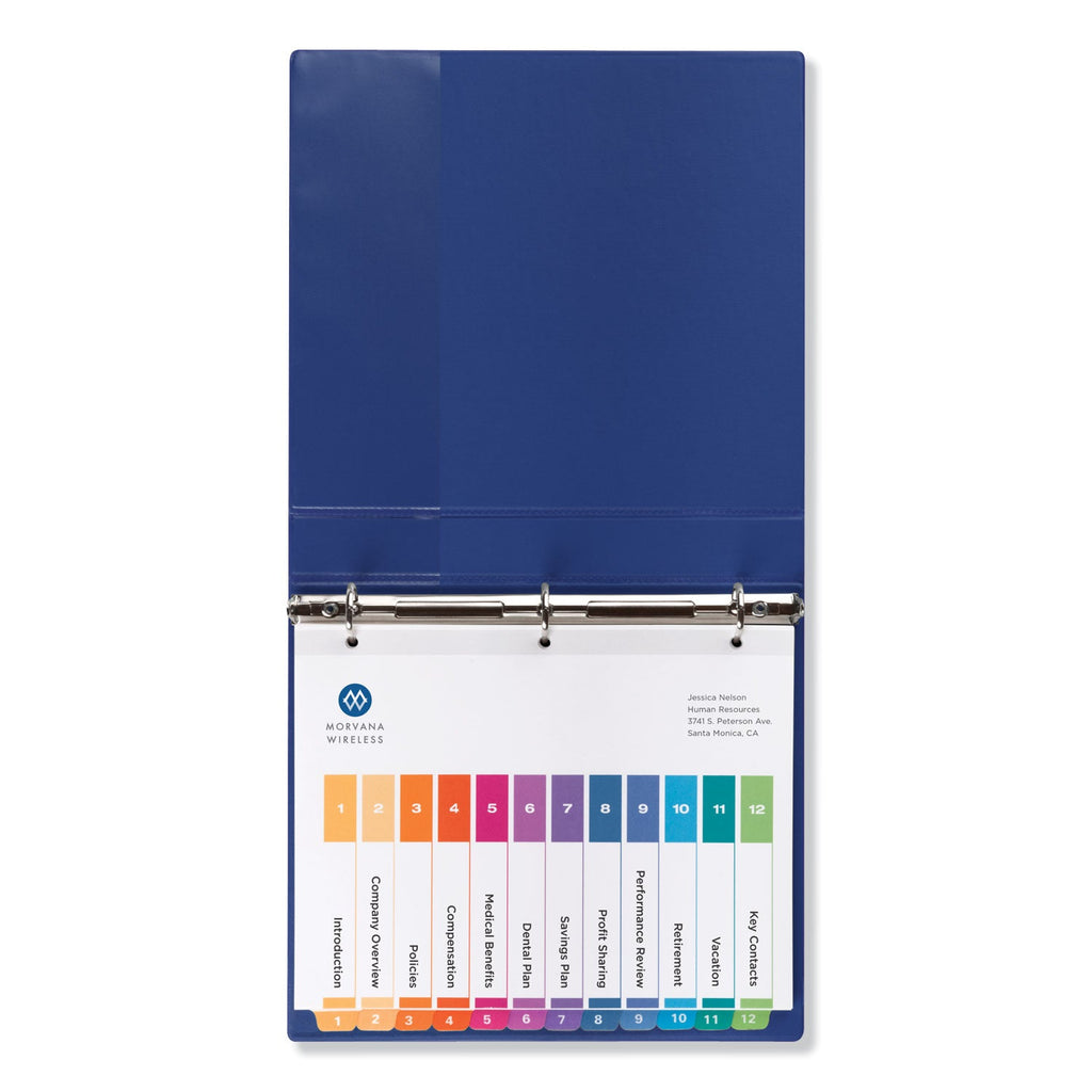 Avery Customizable TOC Ready Index Multicolor Tab Dividers, 12-Tab, 1 to 12, 11 x 8.5, White, Traditional Color Tabs, 6 Sets