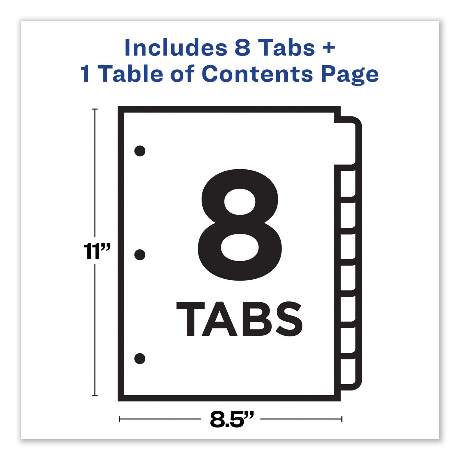 Avery Customizable TOC Ready Index Multicolor Tab Dividers, 8-Tab, 1 to 8, 11 x 8.5, White, Contemporary Color Tabs, 1 Set