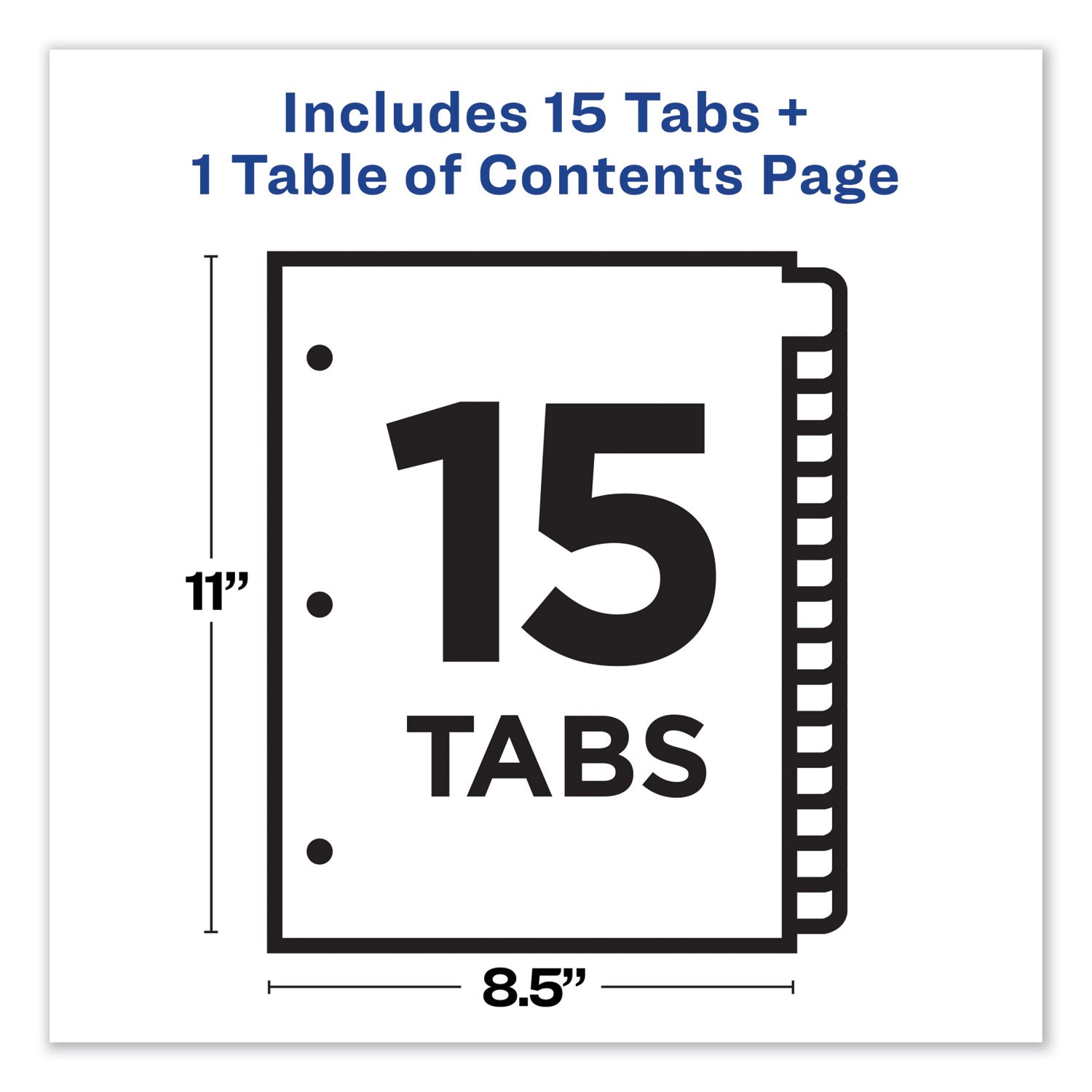 Avery Customizable Table of Contents Ready Index Dividers with Multicolor Tabs, 15-Tab, 1 to 15, 11 x 8.5, Translucent, 1 Set