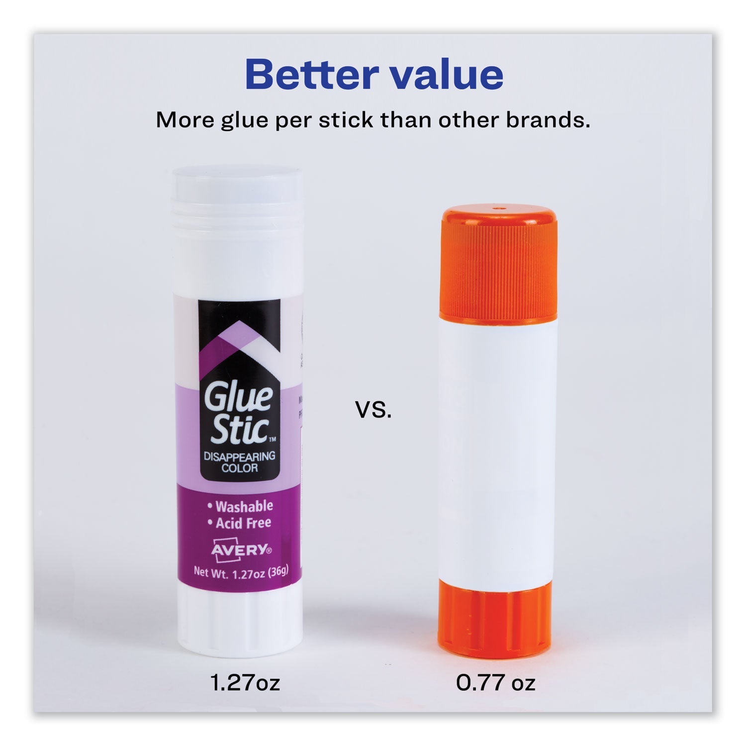 Avery Permanent Glue Stic Value Pack, 1.27 oz, Applies Purple, Dries Clear, 6/Pack