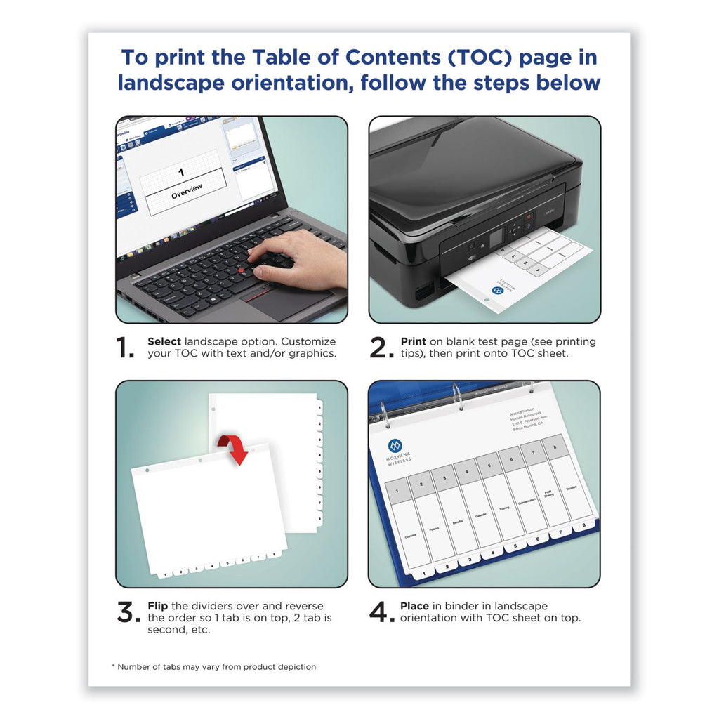 Avery Customizable TOC Ready Index Black and White Dividers, 10-Tab, 1 to 10, 11 x 8.5, 1 Set