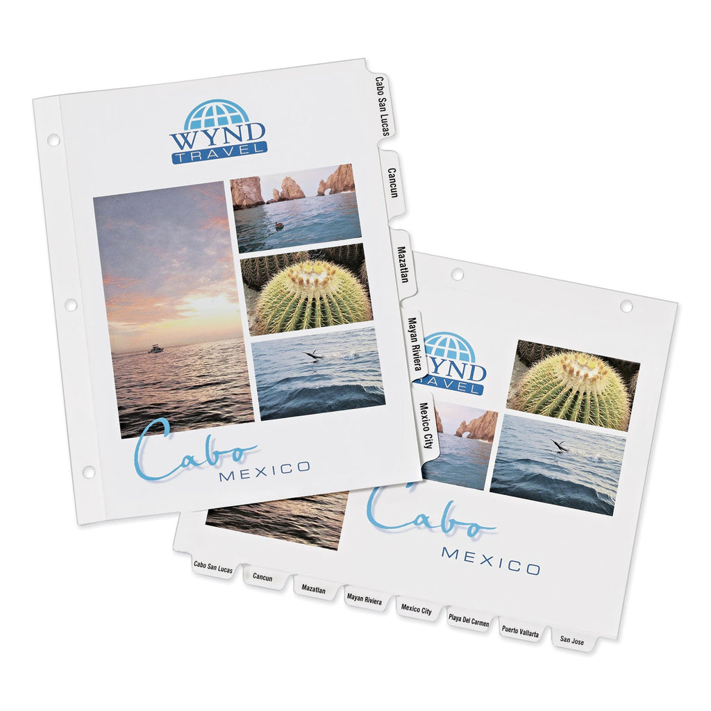 Avery Customizable Print-On Dividers, 3-Hole Punched, 8-Tab, 11 x 8.5, White, 1 Set