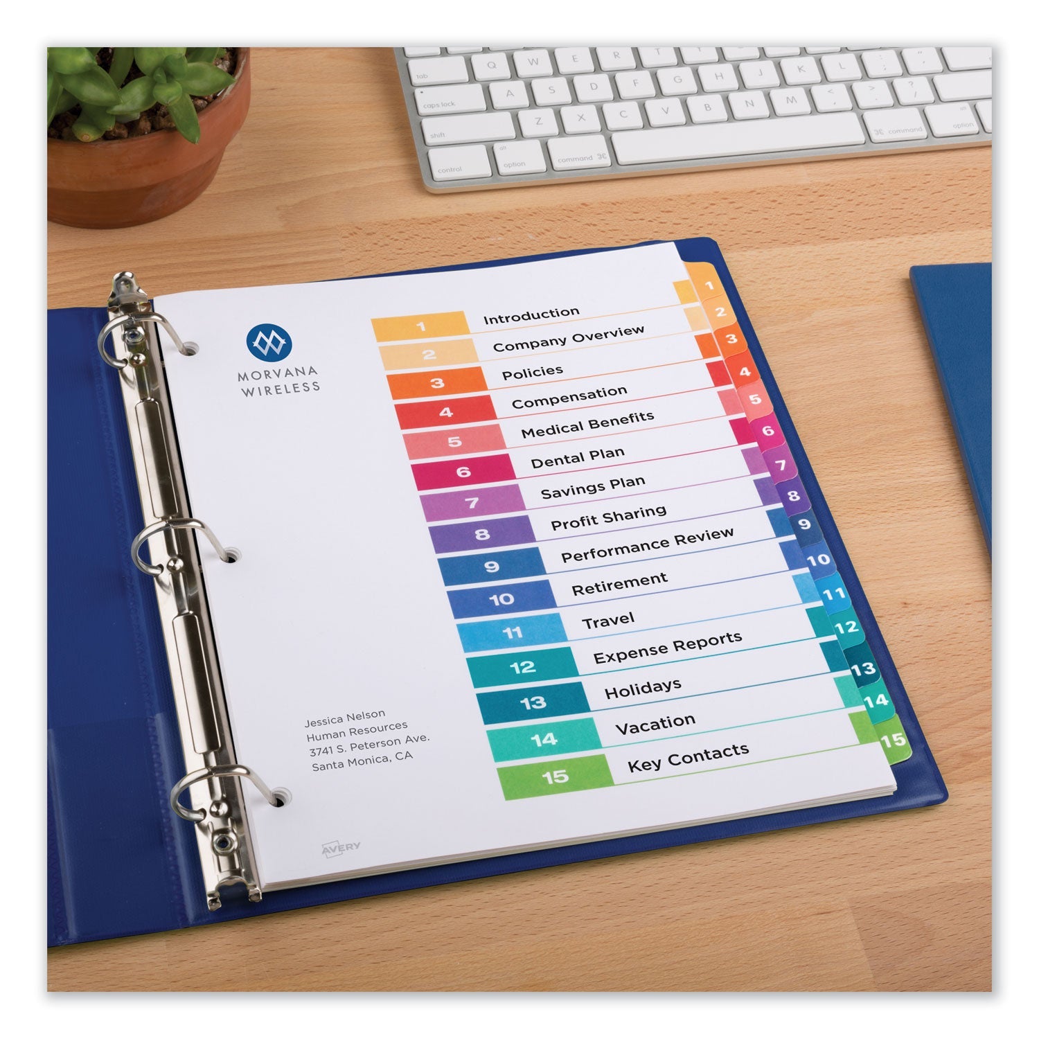 Avery Customizable TOC Ready Index Multicolor Tab Dividers, 15-Tab, 1 to 15, 11 x 8.5, White, Traditional Color Tabs, 6 Sets